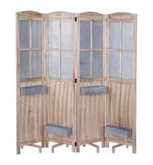 Paravento con cesti per piante Shabby 170x161x29 cm