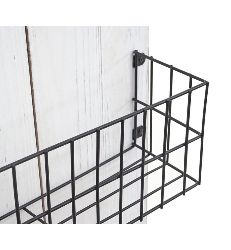 Wall shelf Wall panel with baskets solid wood - shabby white 70x40 cm