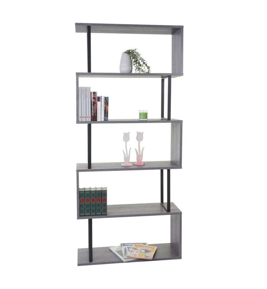 Bücherregal Dohna 183x80 cm 3D-Struktur 5 Ebenen grau Metall