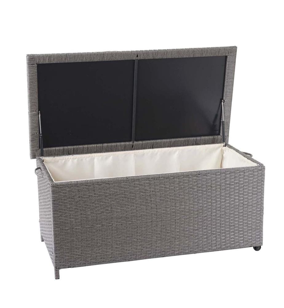 Poly-Rattan Box Premium gris 51x115x59 cm - 250l