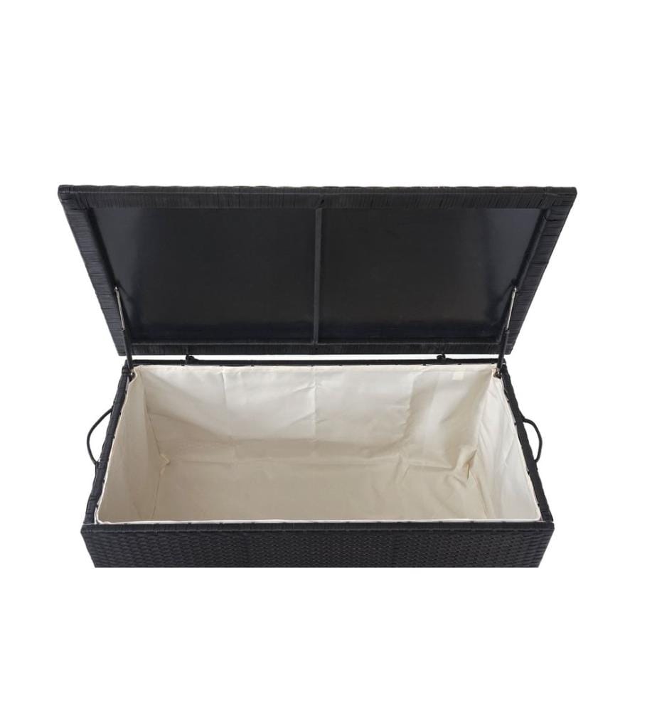 Poly-Rattan Box Premium noir 51x115x59 cm - 250l