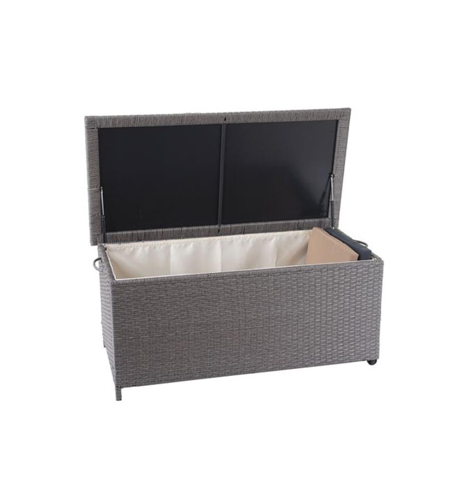 Poly-Rattan Box Premium gris 51x100x50 cm - 170l