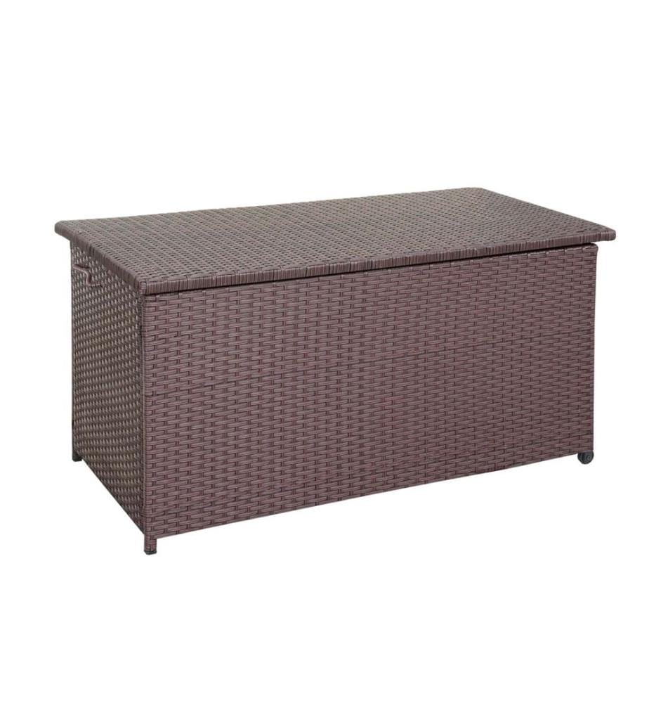 Scatola per cuscini in poly-rattan Premium marrone 80x160x94 cm 950l