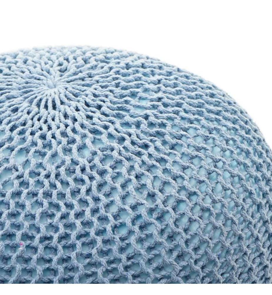 Pouf Sitzhocker 40x50 cm Strickhocker blau