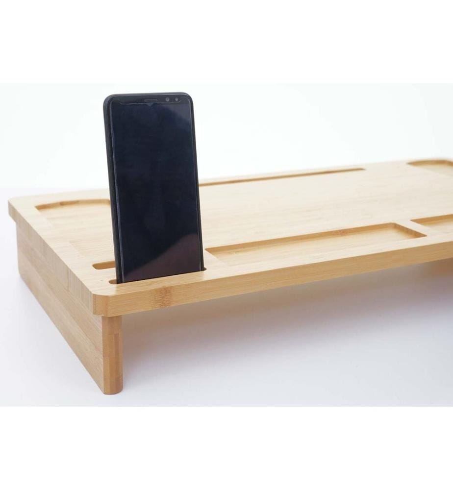 Supporto per monitor in bambù Organizzatore per scrivania 9x65x31 cm