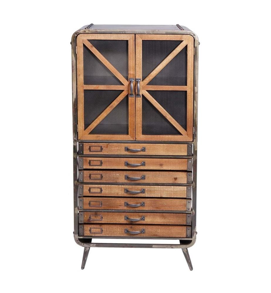 Armoire à pharmacie bois & métal 128x60x33 cm Armoire industrielle
