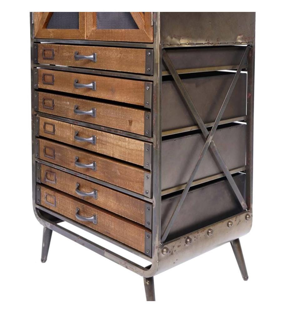 Armoire à pharmacie bois & métal 128x60x33 cm Armoire industrielle