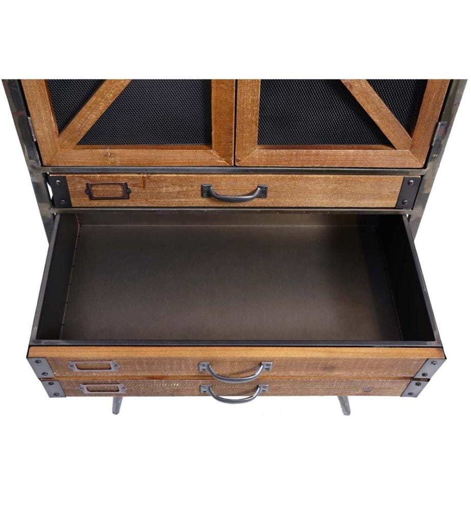 Armoire à pharmacie bois & métal 128x60x33 cm Armoire industrielle
