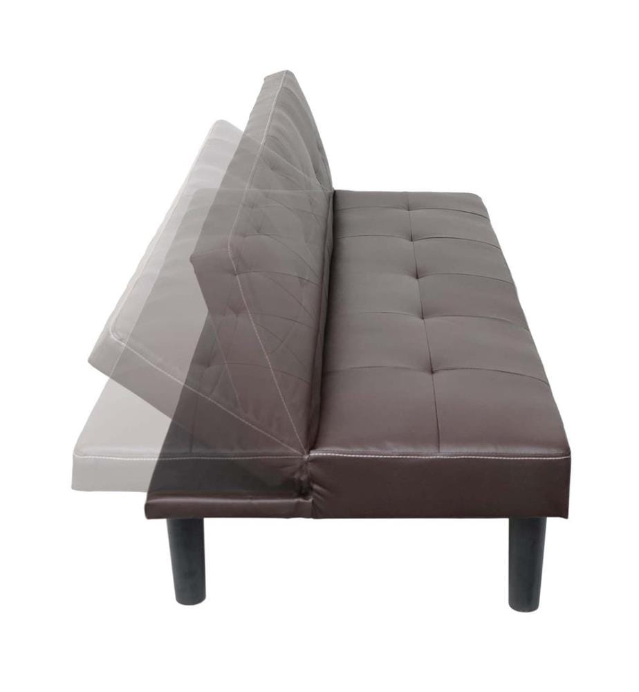 3er-Sofa, Couch Schlafsofa, Schlaffunktion 195 cm - Kunstleder, braun