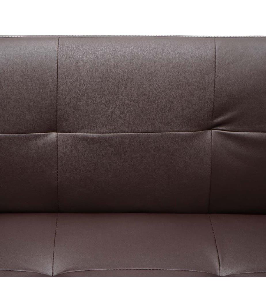 3er-Sofa, Couch Schlafsofa, Schlaffunktion 195 cm - Kunstleder, braun