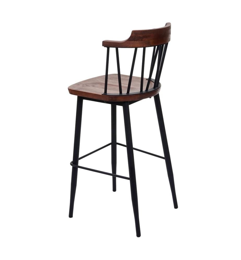 2x bar stool industrial chic - solid wood dark