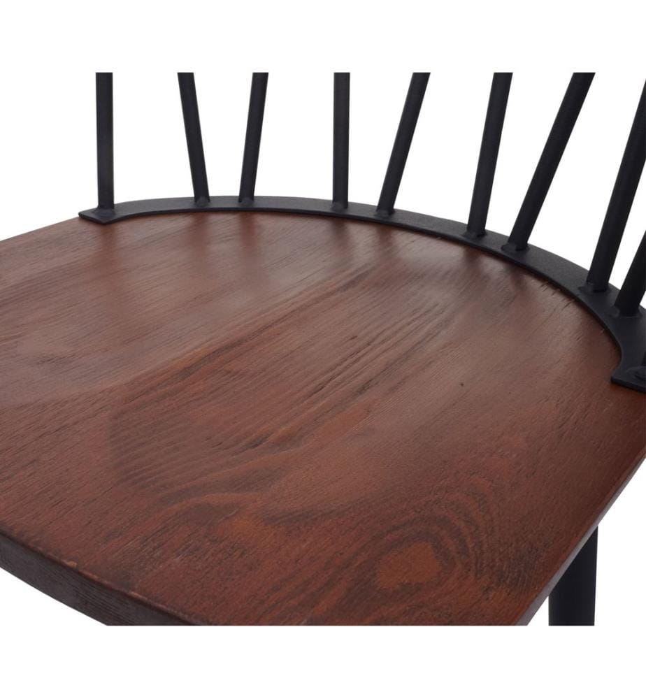 2x bar stool industrial chic - solid wood dark