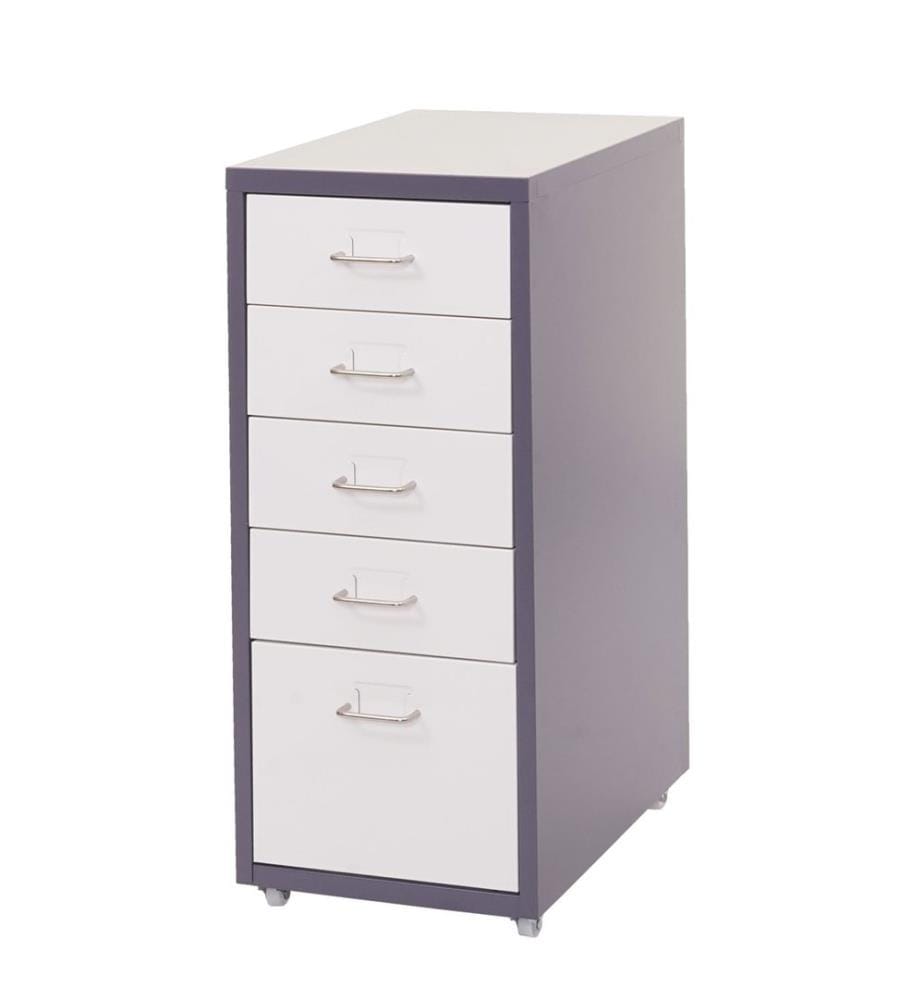 Rollcontainer Boston 5 Schubladen 69x28x41 cm dunkelgrau weiss