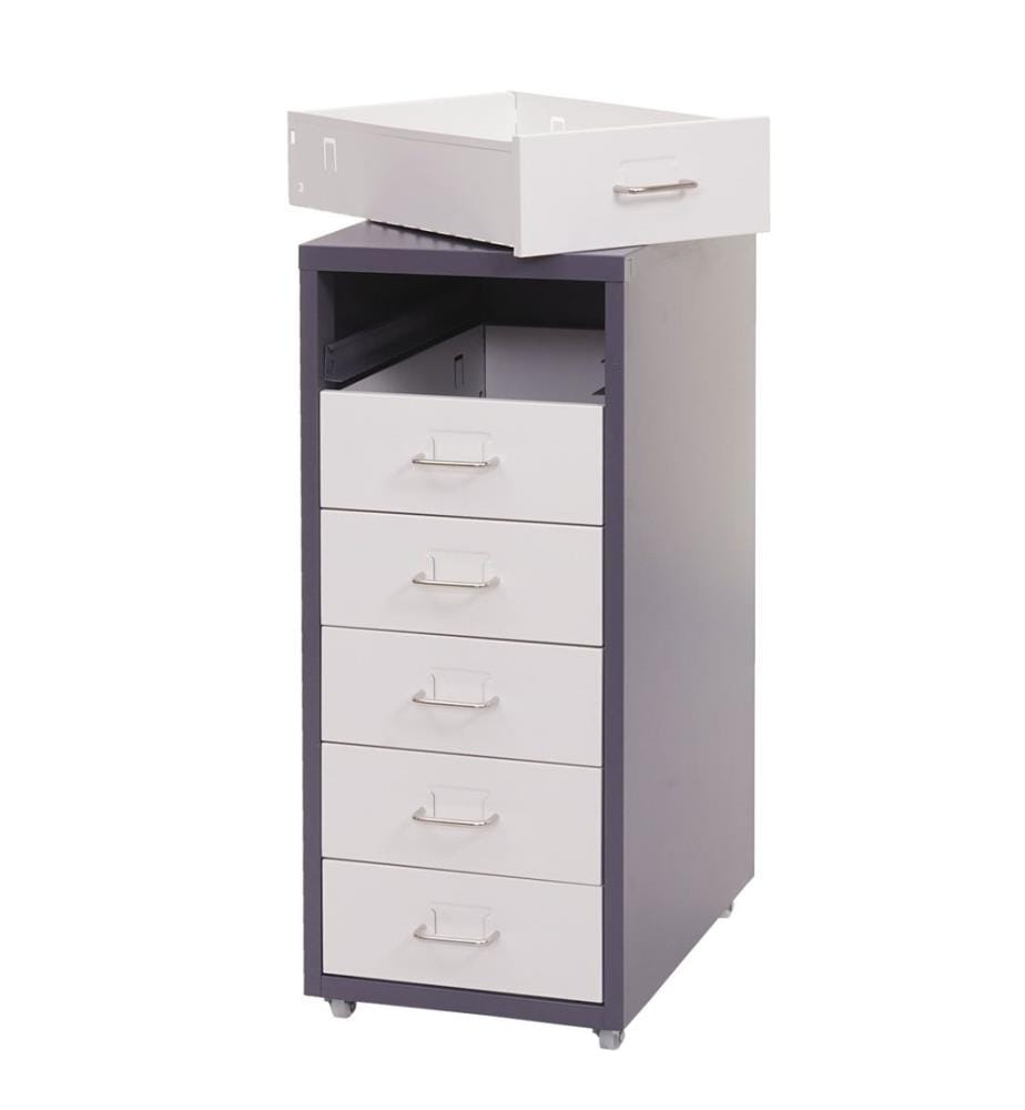 Rollcontainer Boston 6 Schubladen 69x28x41 cm dunkelgrau weiss