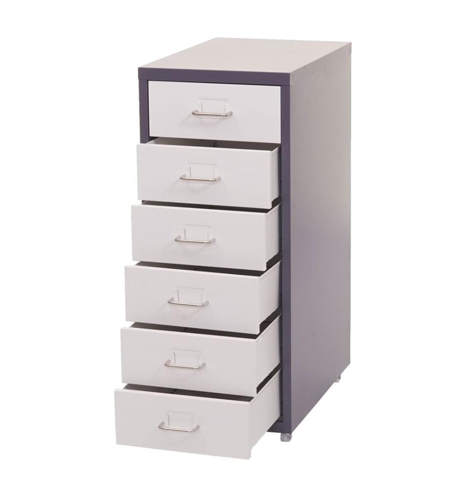 Rollcontainer Boston 6 Schubladen 69x28x41 cm dunkelgrau weiss