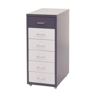Piedistallo mobile Boston 6 cassetti 69x28x41 cm grigio scuro bianco
