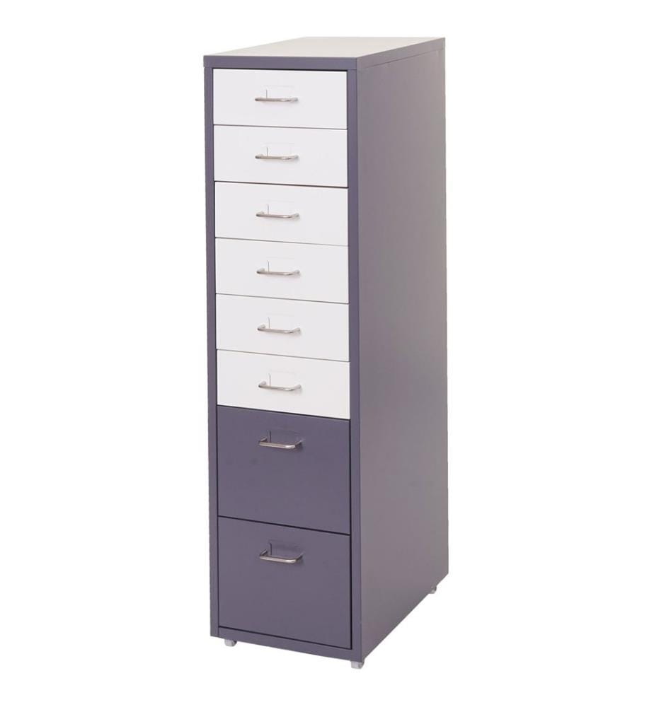 Rollcontainer Boston 8 Schubladen 110x28x41 cm dunkelgrau weiss