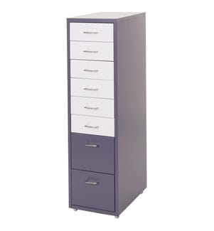 Piedistallo mobile Boston 8 cassetti 110x28x41 cm grigio scuro bianco