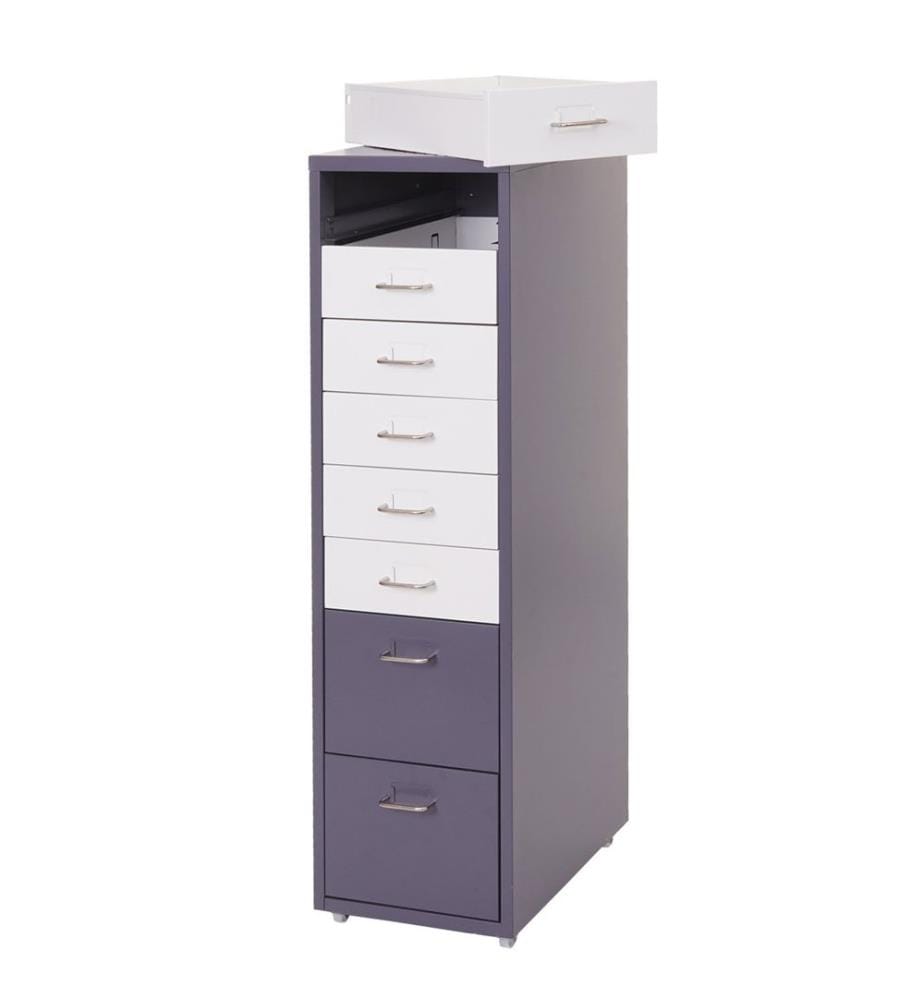 Rollcontainer Boston 8 Schubladen 110x28x41 cm dunkelgrau weiss