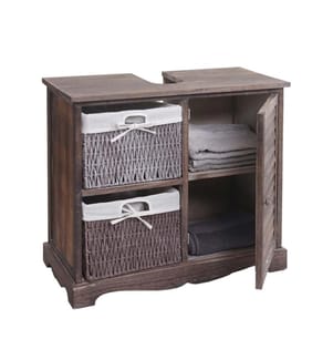 Mobile lavabo shabby chic con cestoni 60x65x31 cm - shabby brown