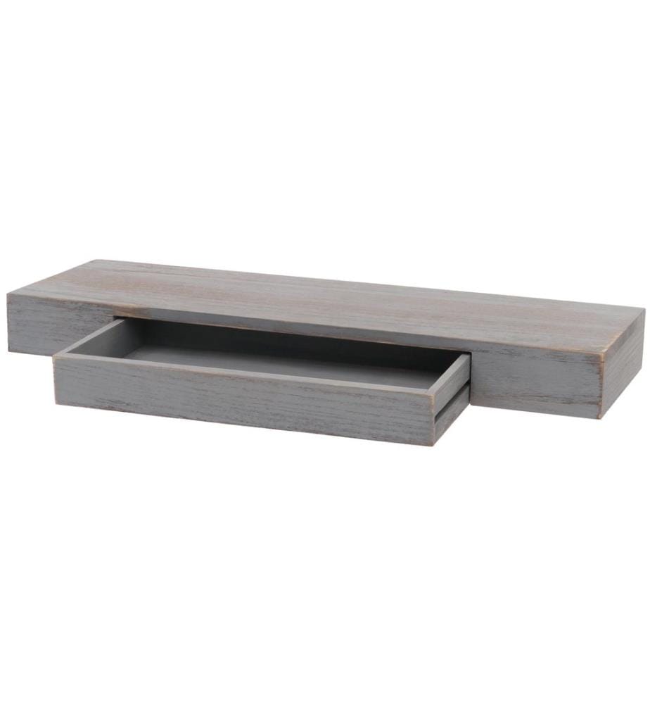 Wandregal JAM-H37 Schweberegal Schublade 8x80x25 cm grau shabby