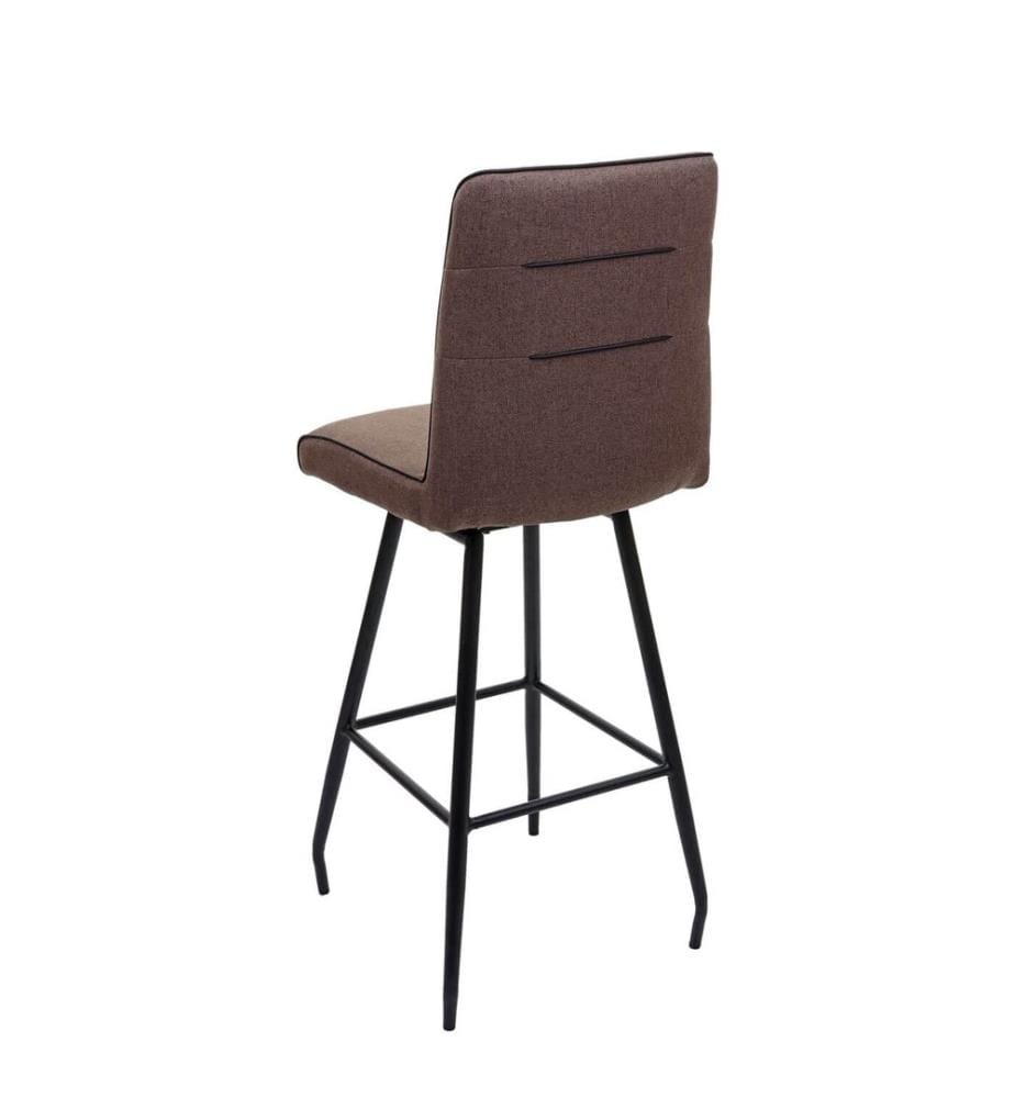 Tabouret de bar pivotant Auto-Position acier tissu textile brun