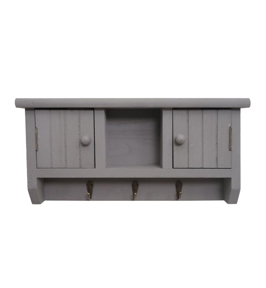 Pitea key rack with doors solid wood shabby gray
