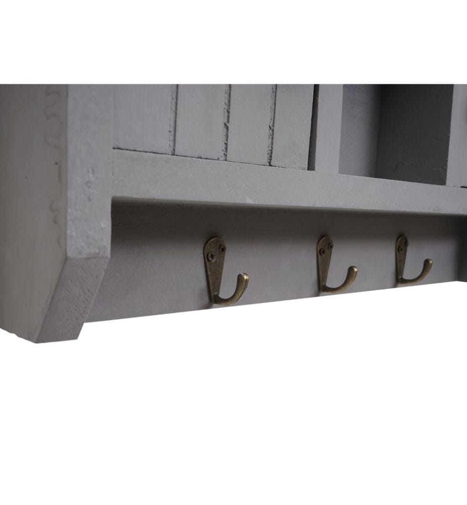 Pitea key rack with doors solid wood shabby gray