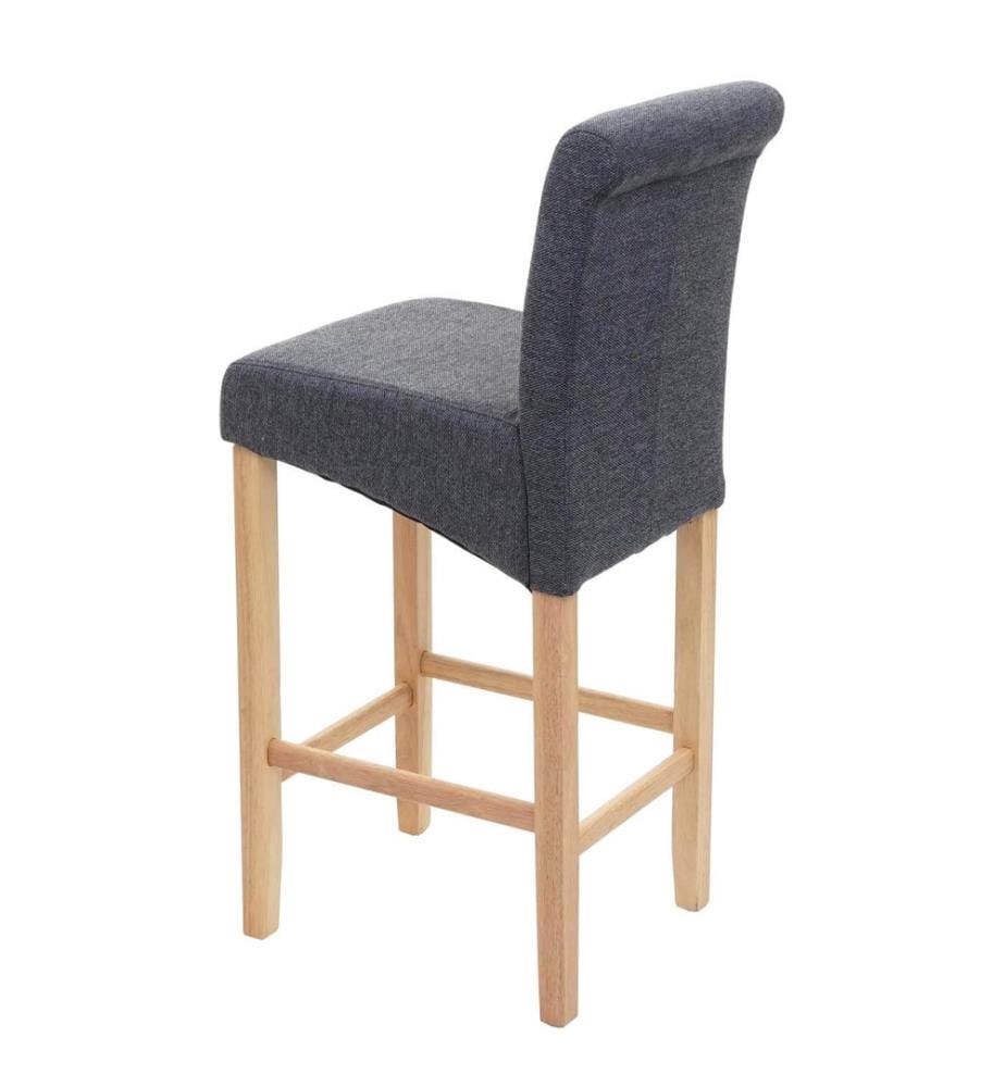 Barhocker Barstuhl Holz dunkelgrau helle Beine Stoff Textil