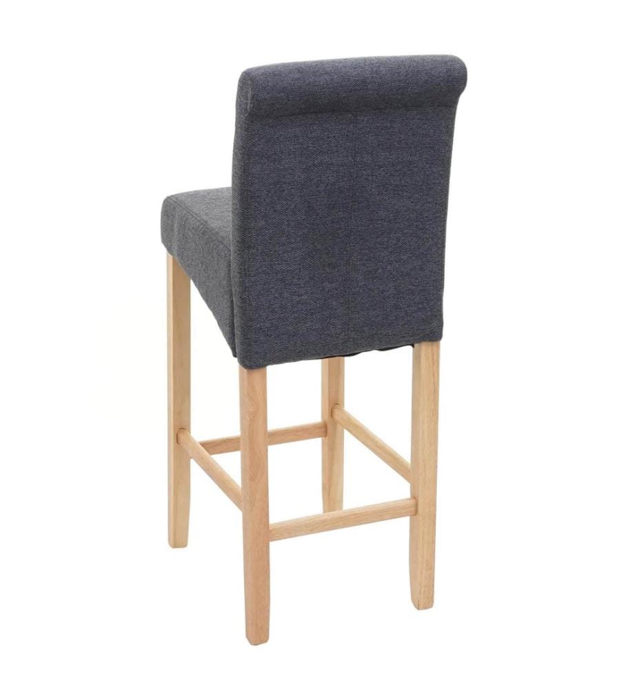 Barhocker Barstuhl Holz dunkelgrau helle Beine Stoff Textil