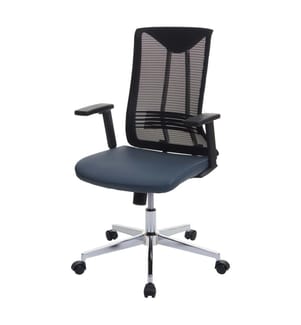 Chaise de bureau JAM-J53 ergonomique en similicuir bleu-gris