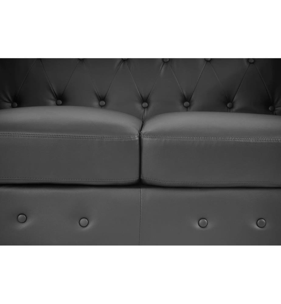 Chesterfield Lounge 2er Sofa Couch Schwarz - runde Füsse