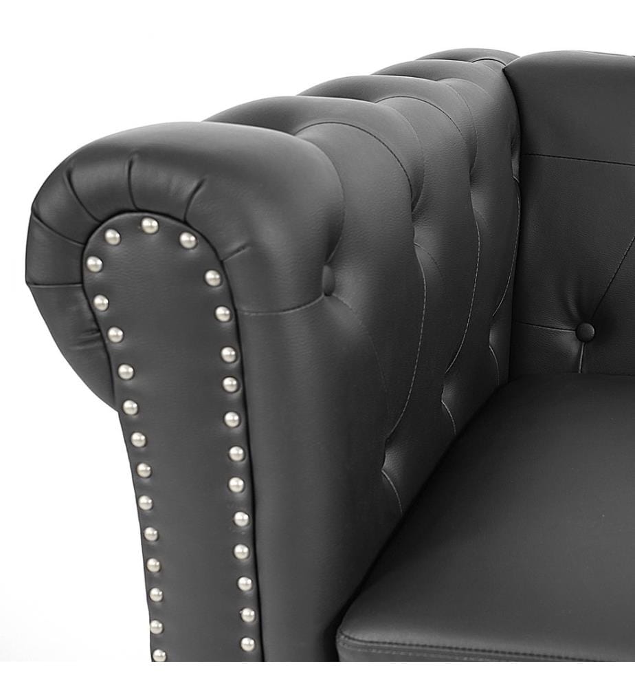 Chesterfield Lounge 2er Sofa Couch Schwarz - runde Füsse