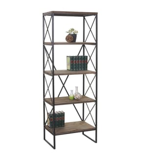 Libreria industriale in legno e metallo - 5 livelli, 174x60 cm