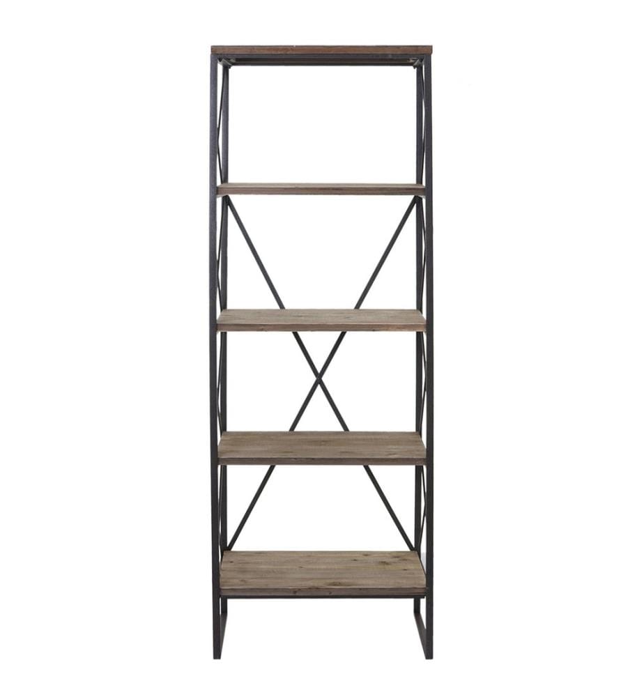 Libreria industriale in legno e metallo - 5 livelli, 174x60 cm