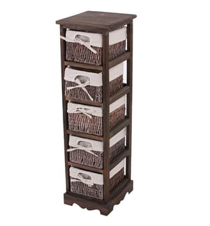 Shabby shelf Ko mmode with 5 basket drawers Vintage - brown
