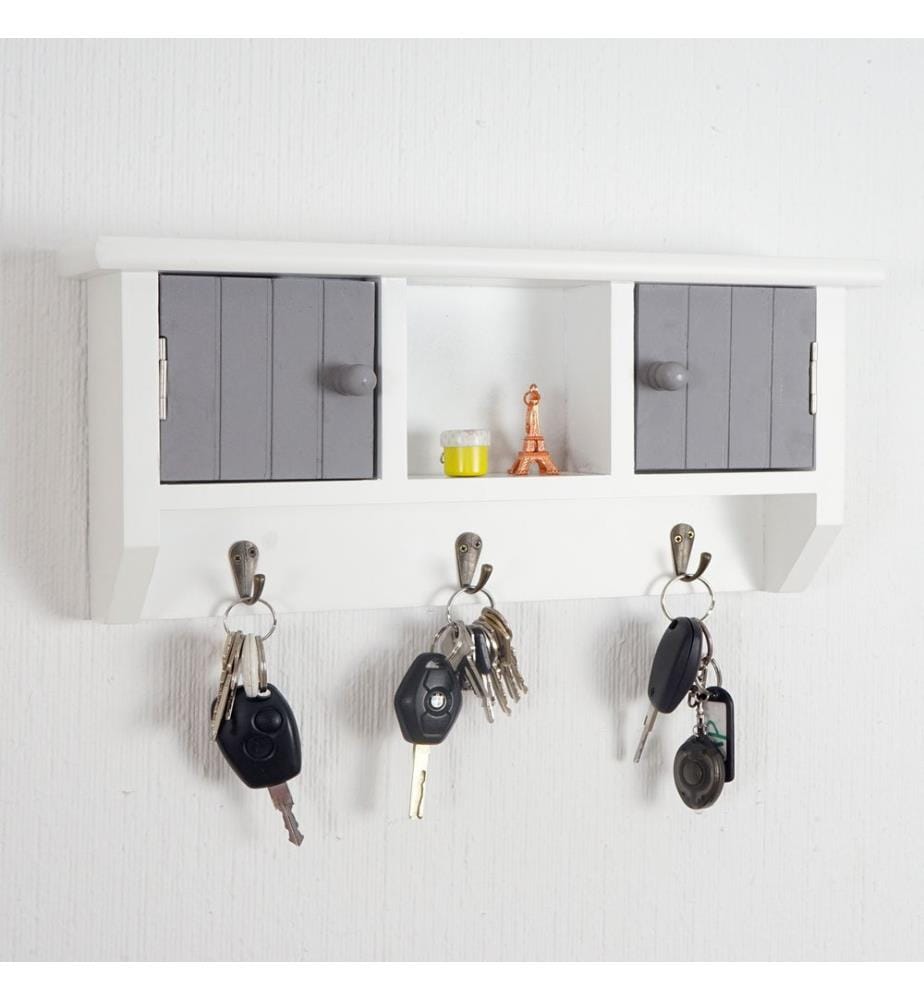 Pitea key rack with doors gray