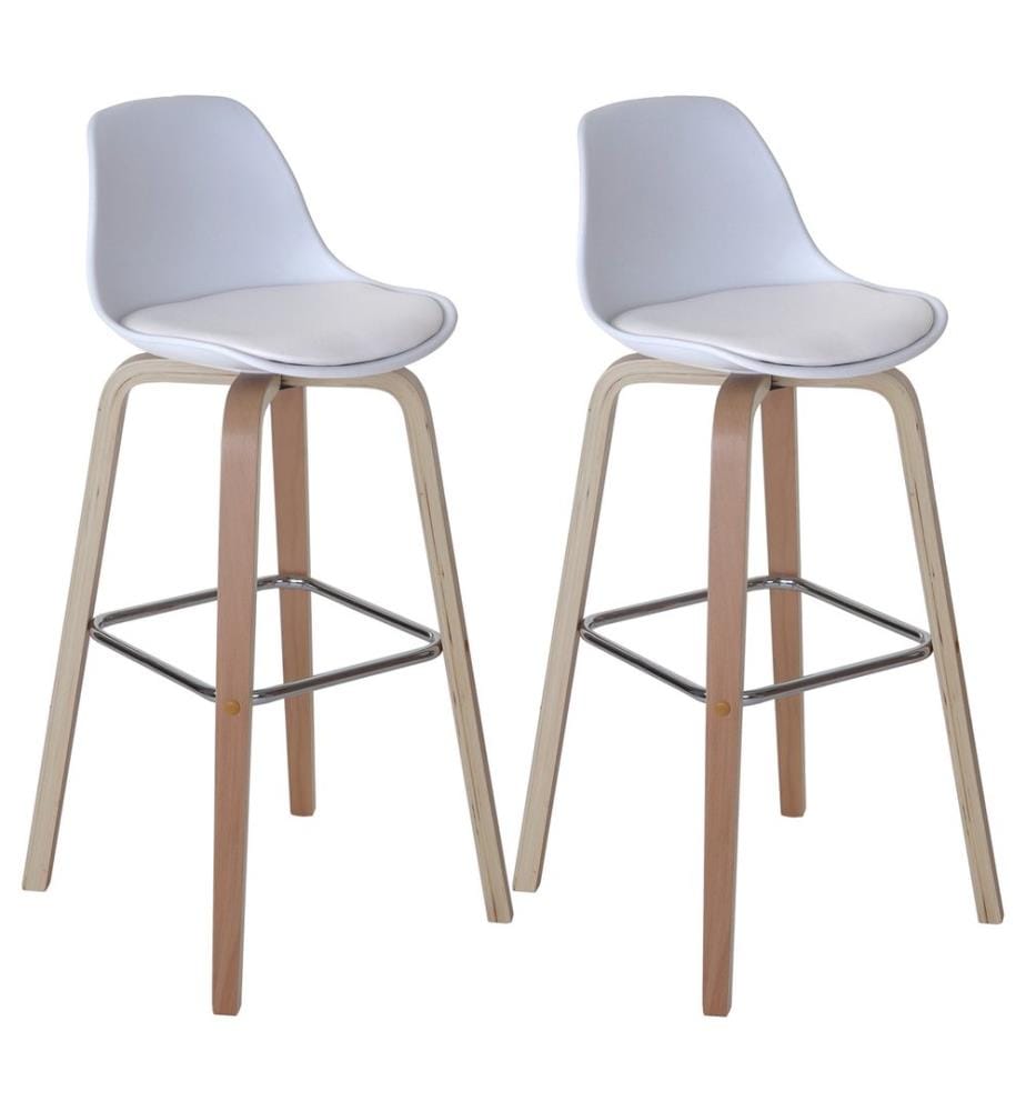 2x Barhocker Palmdale mit Lehne - Kunstleder weiss