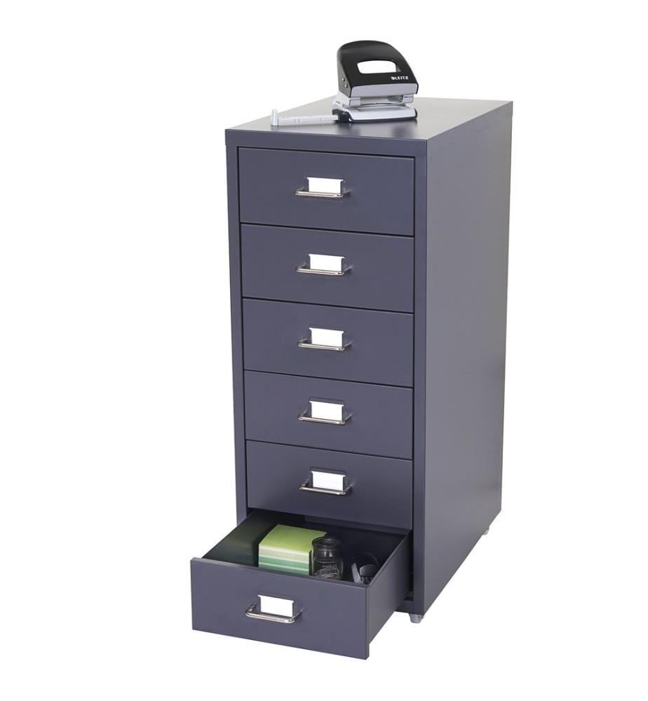 Rollcontainer Boston 6 Schubladen Stahlschrank 69x28x44 cm Dunkelgrau