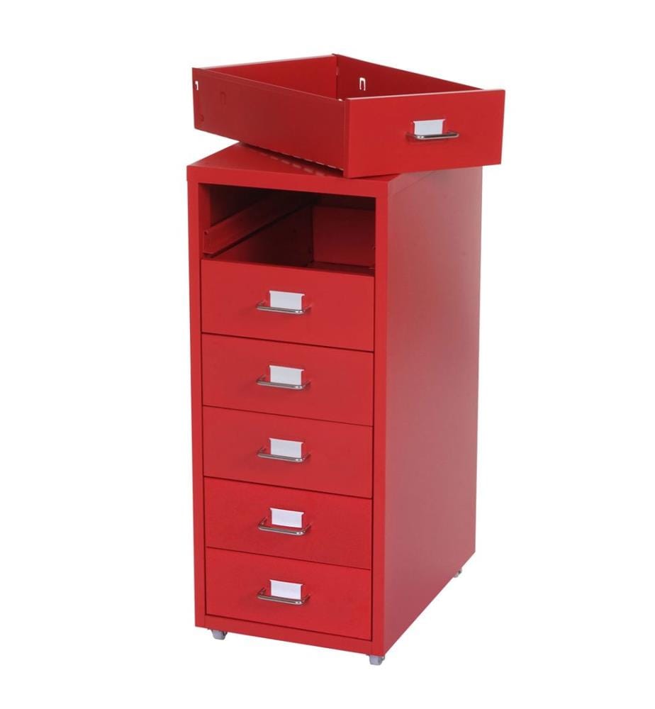 Rollcontainer Boston 6 Schubladen Stahlschrank 69x28x44 cm - rot