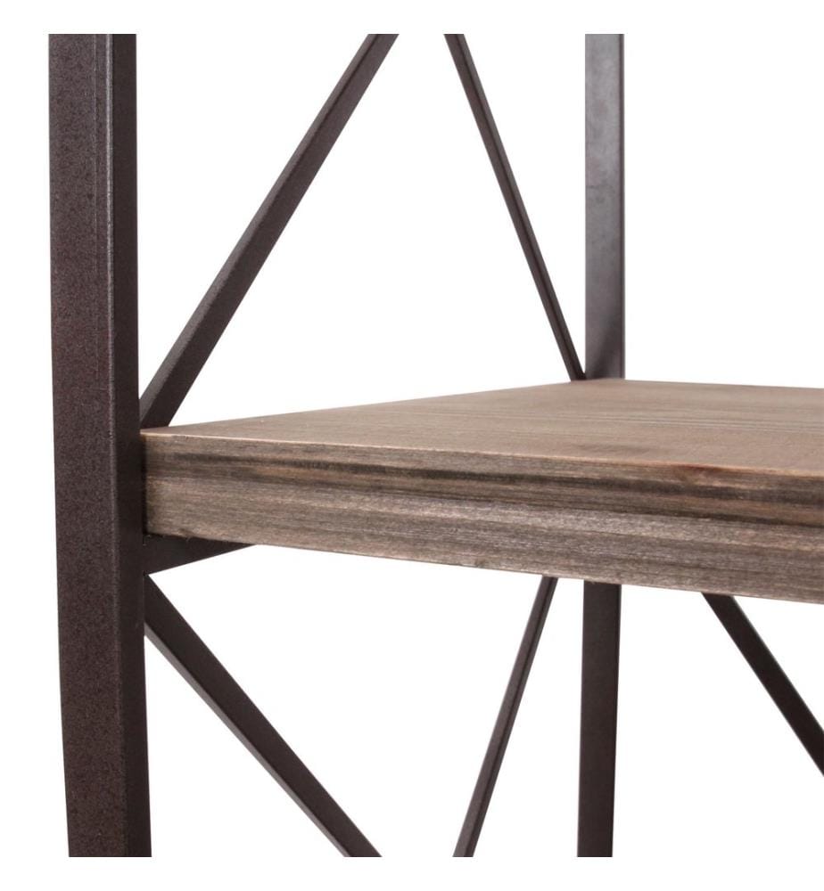 Bücherregal HWC Echtholz Metall - 4 Ebenen 142x60 cm