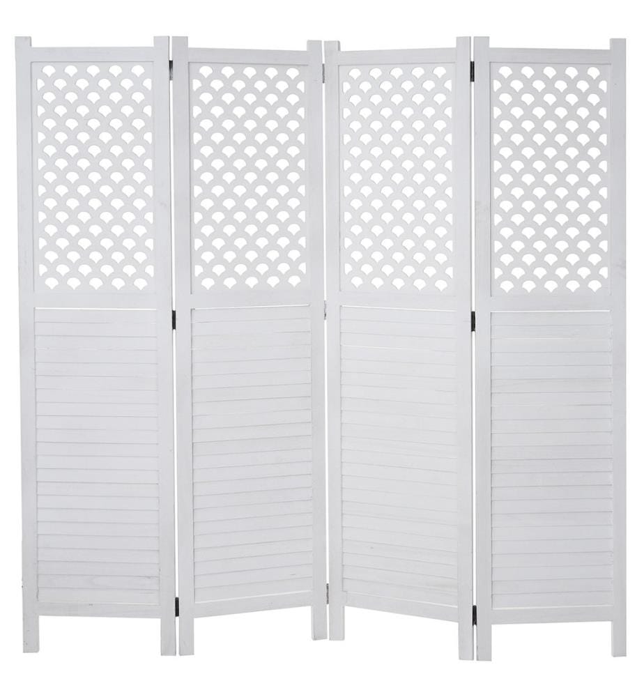 Paravent Raumteiler Sichtschutz Ornamente 170x161 cm - weiss