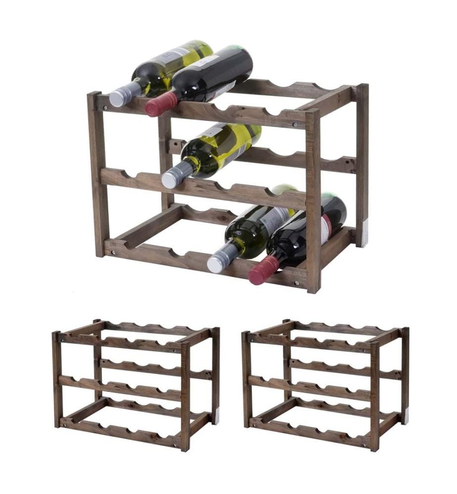 Fir wine rack for 3x 12 bottles Shabby brown