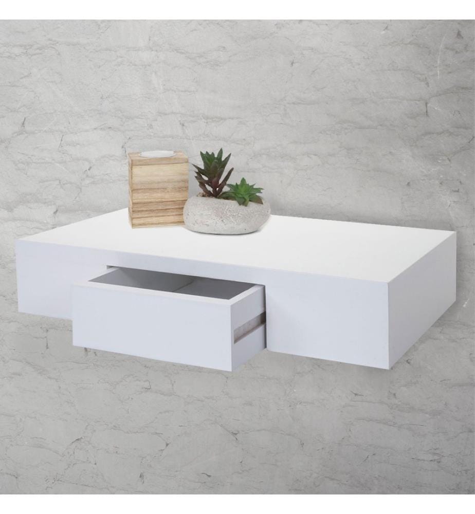 Wandregal Oise Regal mit Schublade 40 cm weiss
