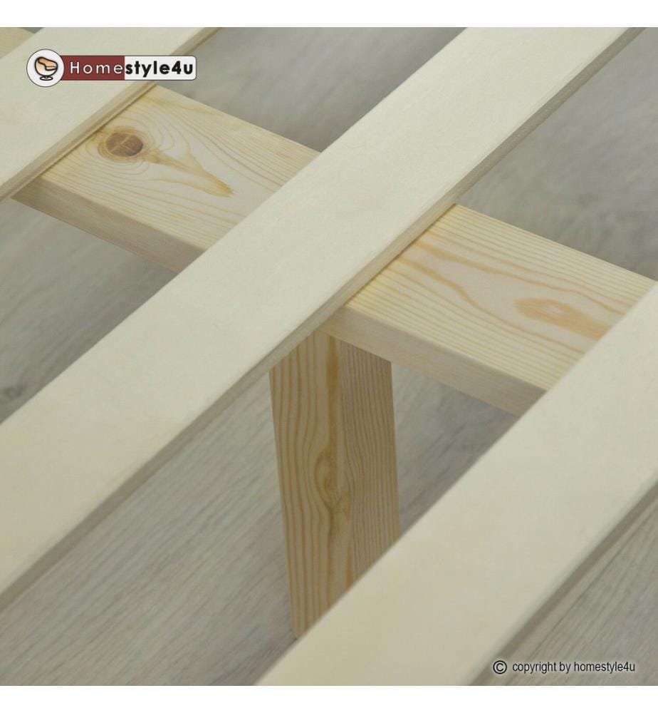 Lit en bois 160x200 cm bois massif naturel