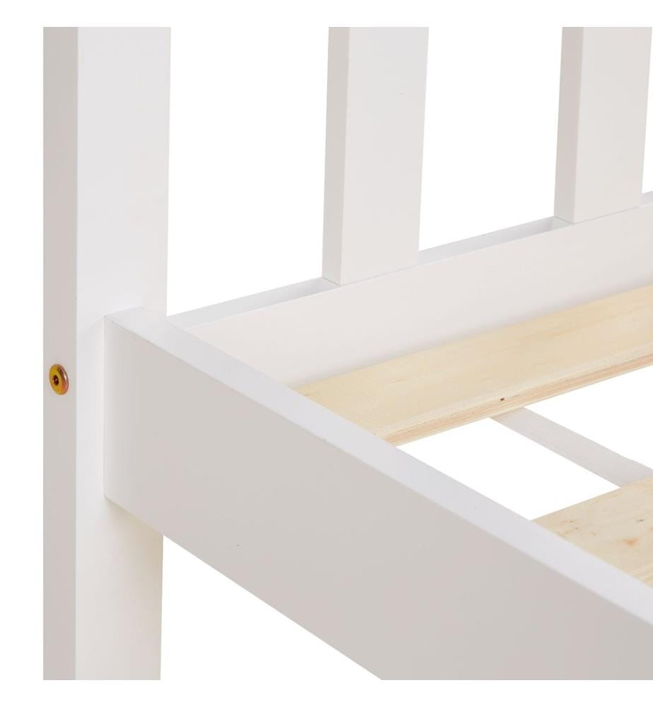 Lit en bois 90x200 cm style campagnard blanc