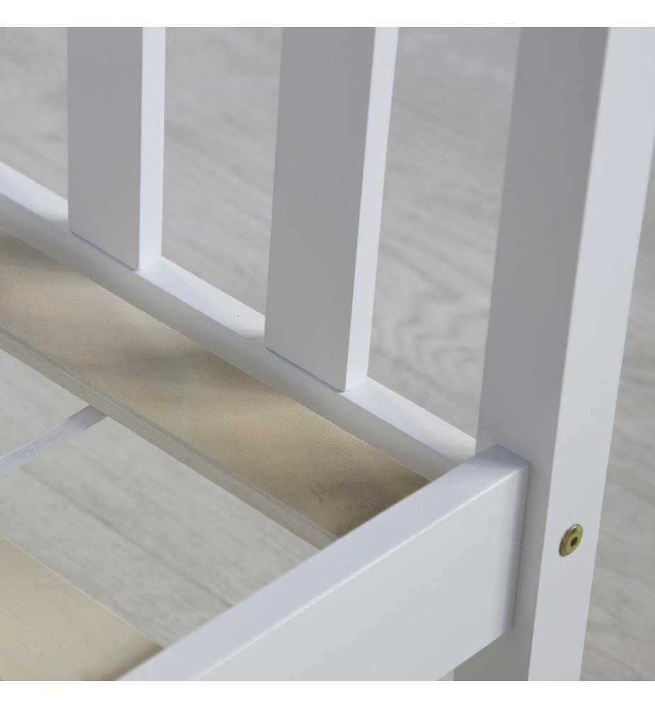 Lit en bois 140x200 cm style cottage blanc