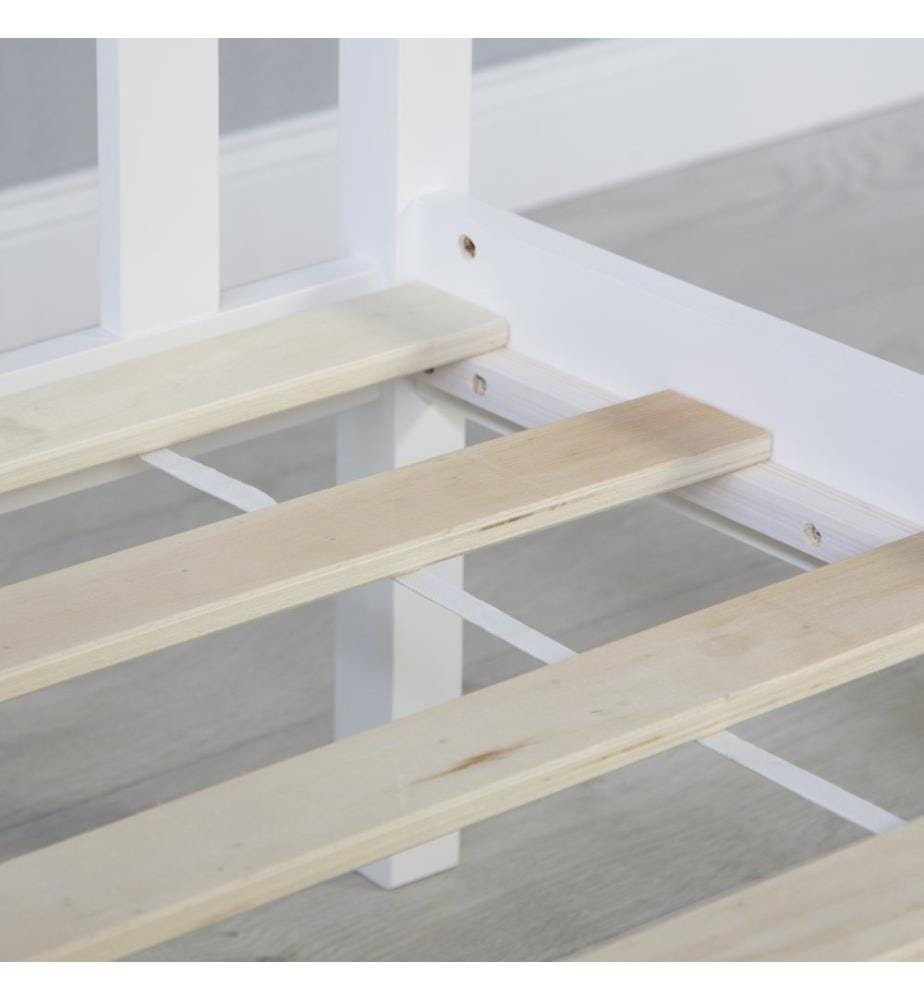 Lit en bois 140x200 cm style cottage blanc