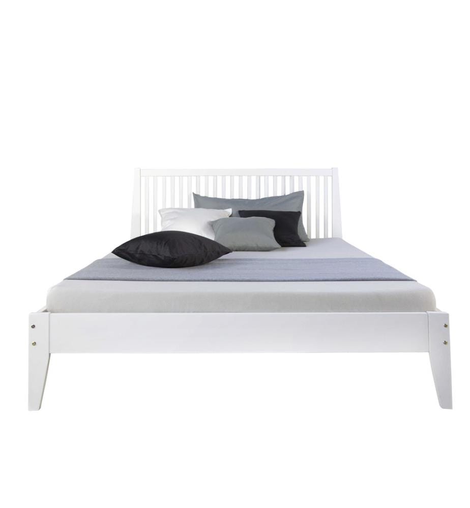 Lit double en bois 140x200 cm pin blanc