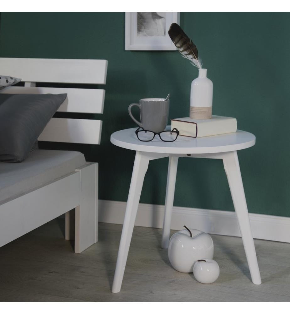 Lit double en bois 120x200 cm pin blanc
